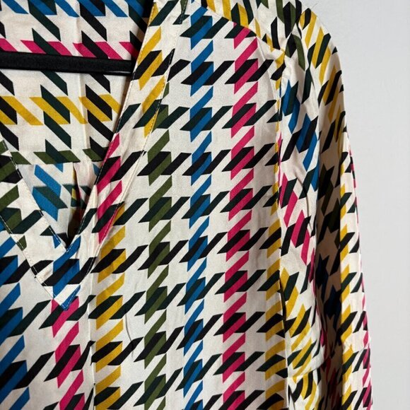 Carlisle Collection colorful houndstooth silk blouse - Picture 2 of 5